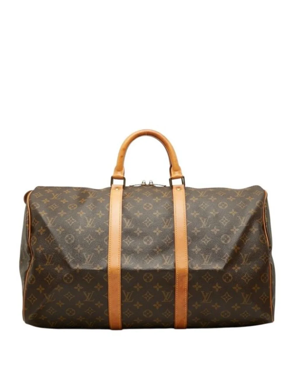 Louis Vuitton Monogram Keepall 50 Boston Bag Brown Leather